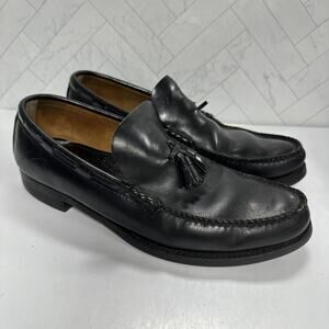 Vintage Biltrite Imperial Men's Size 10 W Black Leather Wingtip Tassel Loafers